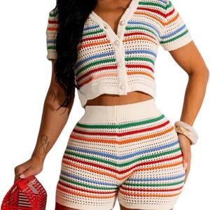 Amazon Multicolor Striped Knit Jumpsuit